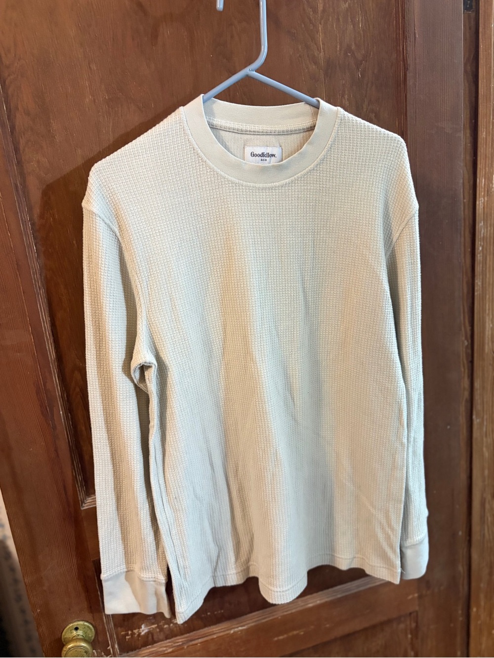 Goodfellow & Co Long-Sleeve Waffle Knit Crewneck - Cream EUC thermal LS med